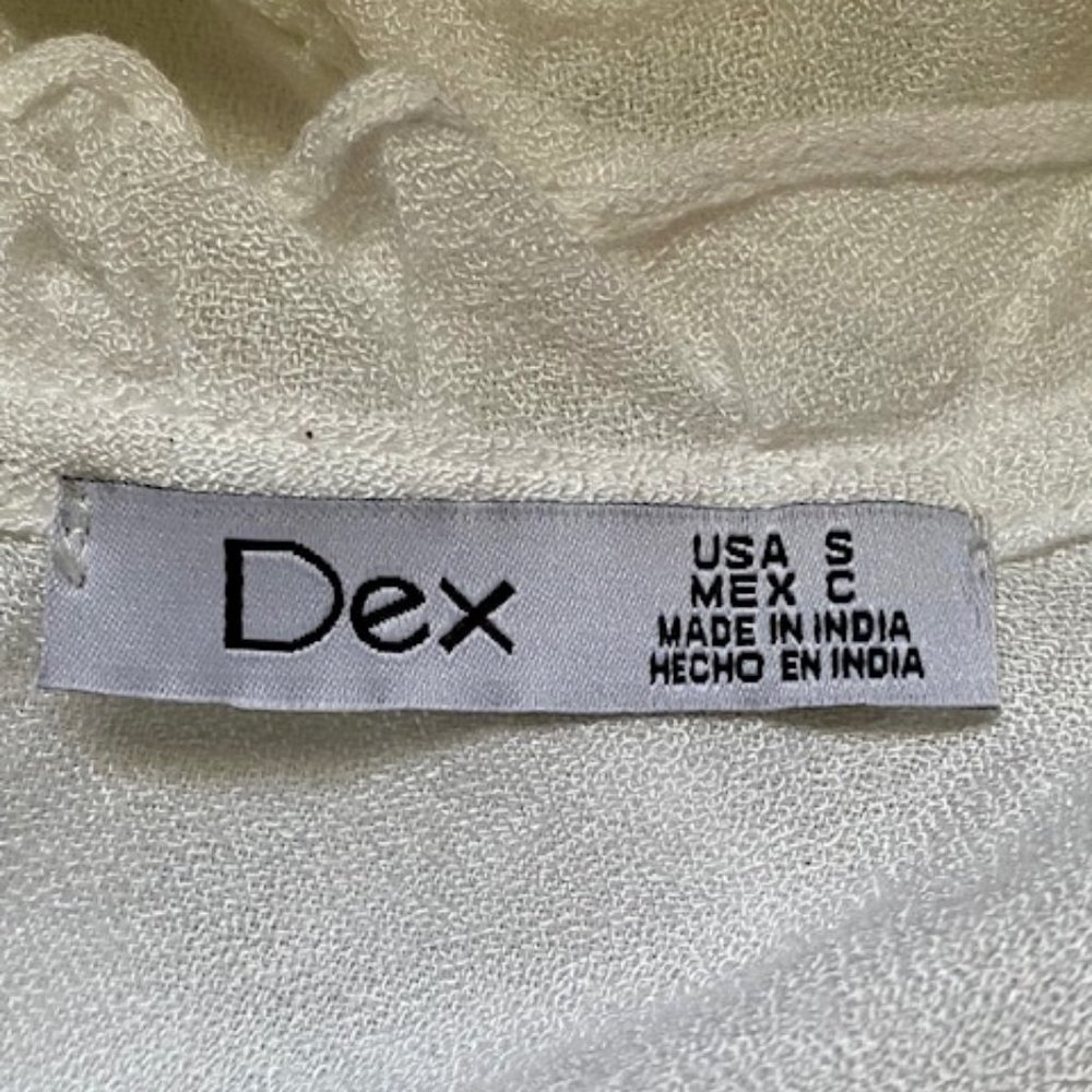 Dex White Sleeveless Blouse with Floral Embroidery, Ruffle Trim - NWT - Picture 8 of 13